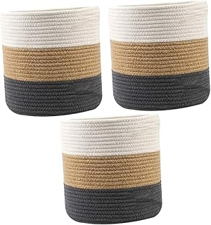 Abaodam 3 Pçs Cesta De Armazenamento De Corda De Algodão Cesta De Armazenamento Portátil Para Armazenamento De Brinquedos Cesta De Armazenamento Material De Corda De Algodão Natural