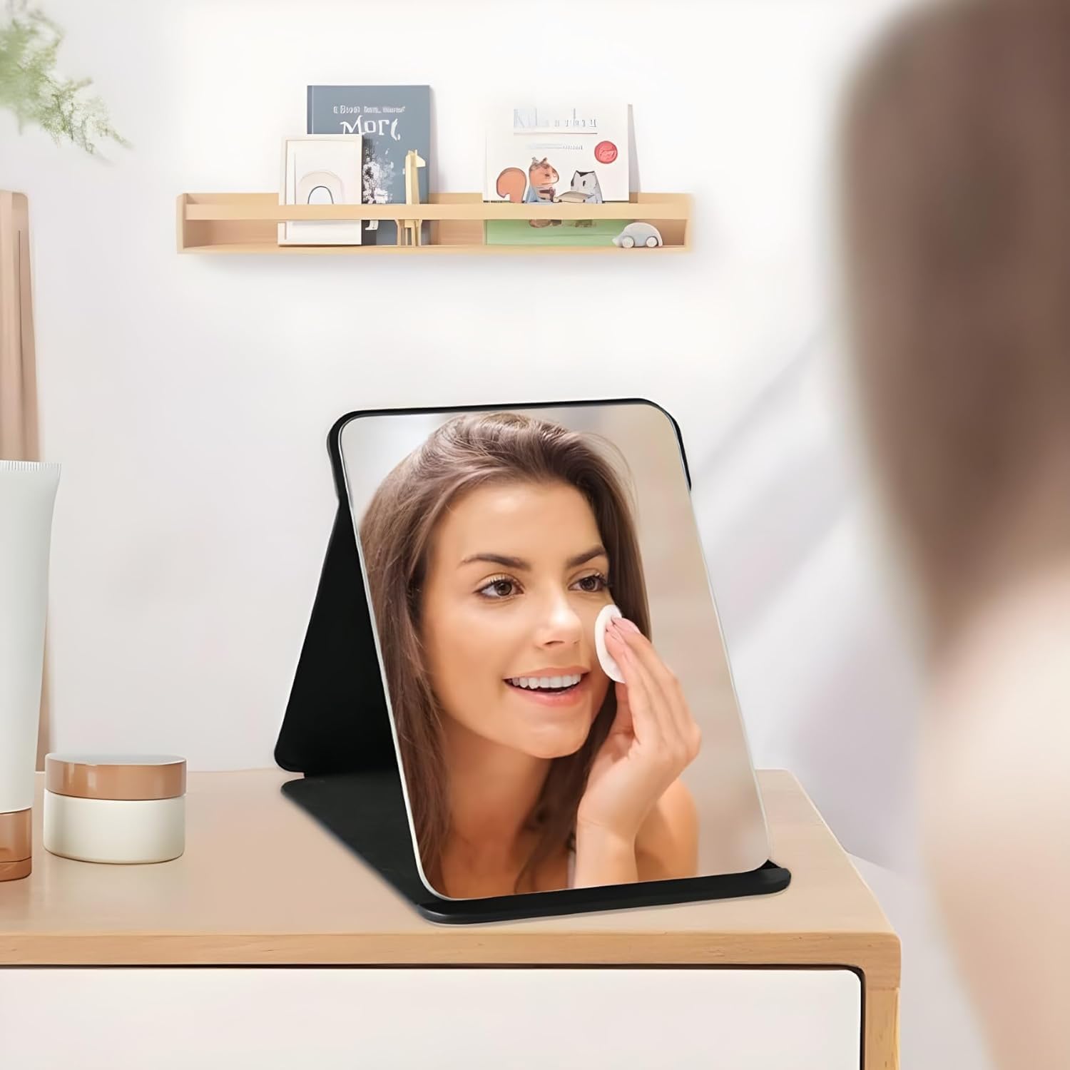 Vizaro Foldable Makeup Mirror with Stand, Compact PU Leather Travel, 1pcs 4