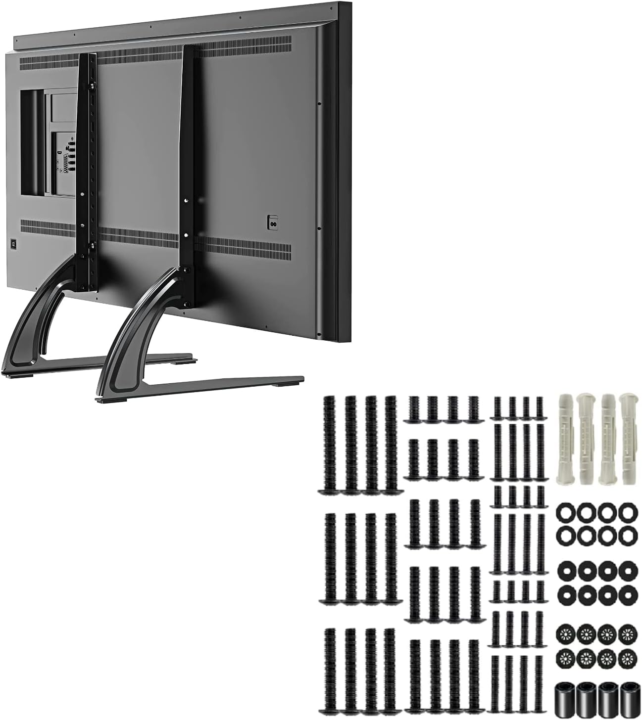 ELIVED Table Top TV Stand for Most 27-55 inch TVs Height Adjustable Holds 88lbs VESA up to 800x400mm, Plus TV Mounting Hardware Kit M4 M5 M6 M8 Screws, Washers, Spacers