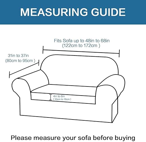 Miniatura 4 de H.VERSAILTEX Juego de 2 fundas elásticas para sofá biplaza de color gris pardo, de alta elasticidad, 2 piezas, tela jacquard de elastano, súper