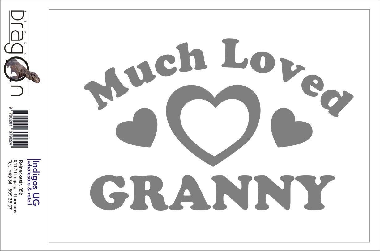 INDIGOS UG Adesivo Per Auto JDM 'Much Loved Nonnie': Decalcomania Ritagliata In Pellicola Tedesca, 137x88 Mm, Bianco, Resistente Ai Raggi UV E Autolavaggio, Per Auto, Laptop, Finestre