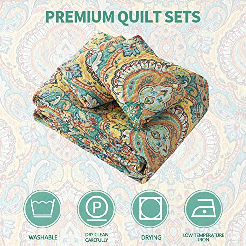TWINRUN King Size Quilt Bedding Set, Lightweight Floral Bedspread King Size (96 * 108 Inch) for Bed, 3 Pieces Coverlet Comforter Set for All Season - Image 7