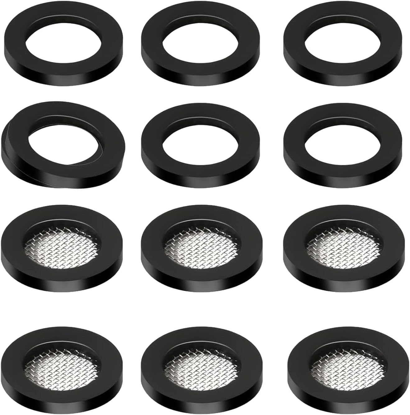 6 Pack Shower Filter Gasket + 6 Pack Rubber Washer, 3/4" for 1/2" Fixed Shower Head/Handheld Shower Hose Connector, Creates A Seal to Prevent Leakage