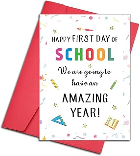 Cute Back to School Supplies for Teen Girls Boys, Inspirational Greeting Cards Gifts for Students - First Day of College High School Card Gifts for Daughter Son Back to Schools Greeting Cards for Kids