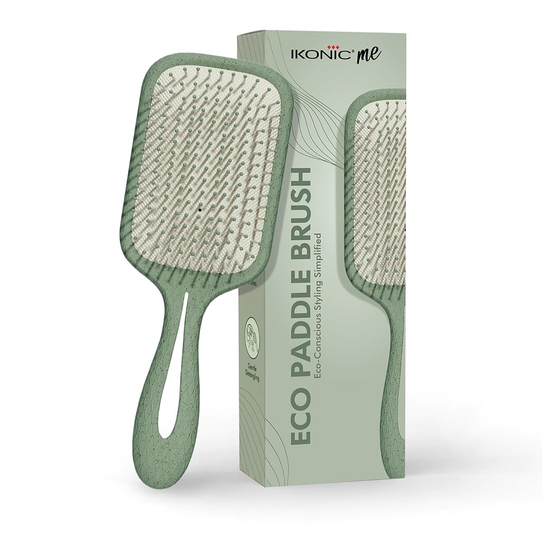 Ikonic Me Paddle Hair Brush IKM 1920 - Eco Concious with Wheat Straw & ABS Body, Ion Anti-Frizz Bristles, TPR Cushion for Scalp Massage, Wet & Dry Detangling for Smooth Shine – Jade Green-image-44
