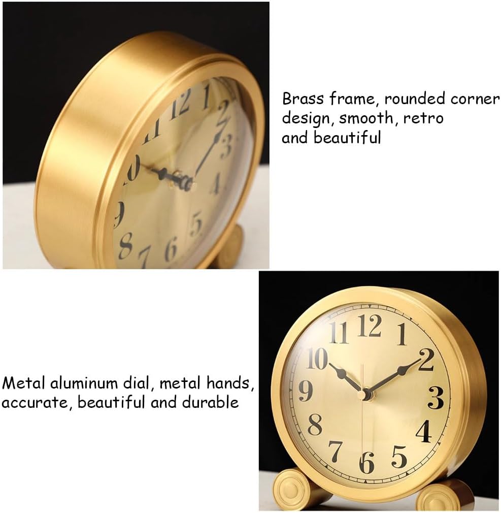 Vintage Table Top Clock,Antique Mantel Clock,Battery Operated,Silent Quartz Movement,Decorative Desk Table Clock for Office,Living Room,Bed Room