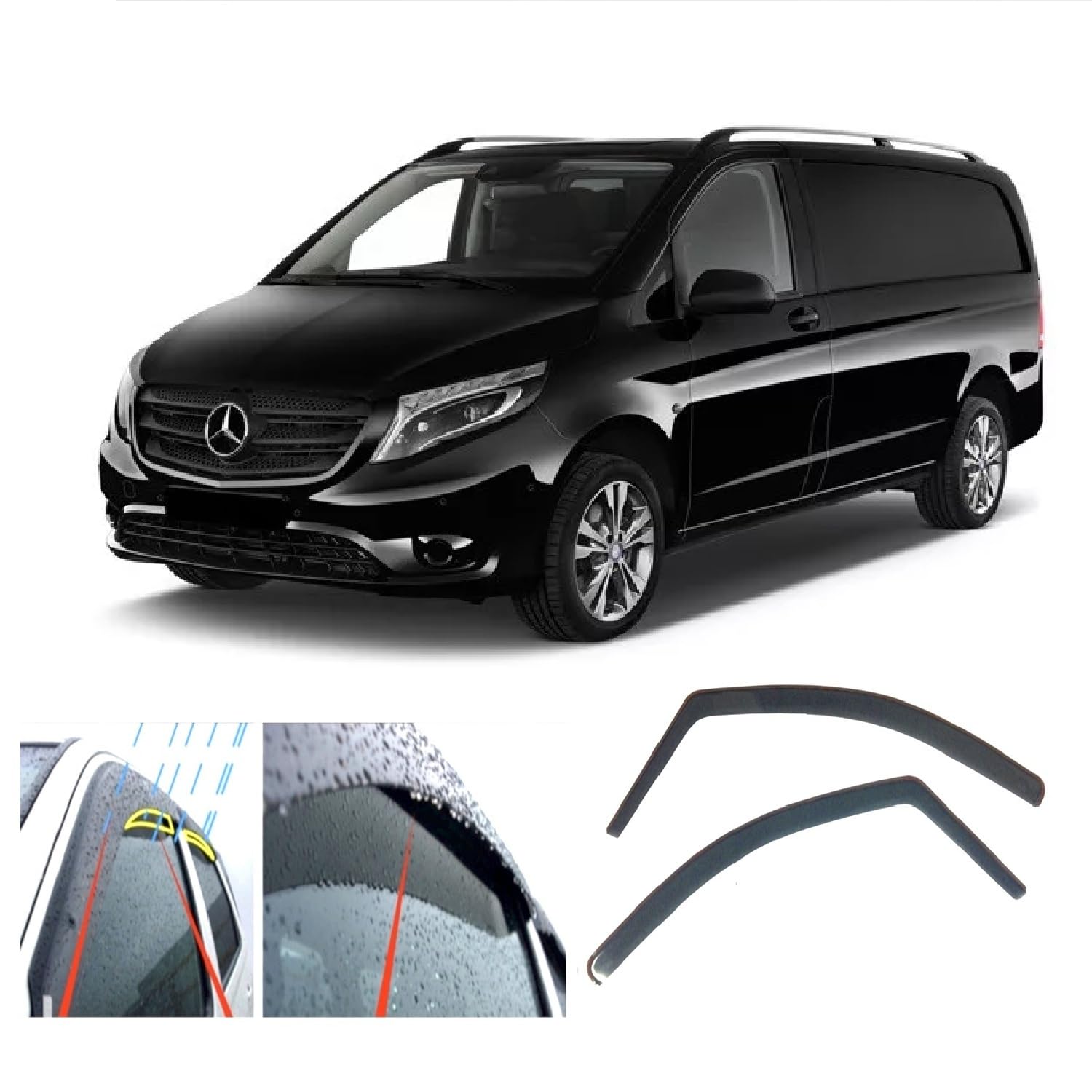 2 deflectores de Viento compatibles con Mercedes Benz Vito Viano Clase V W447 2014 2015 2016 2017 2018 2019 2020 2021 2022