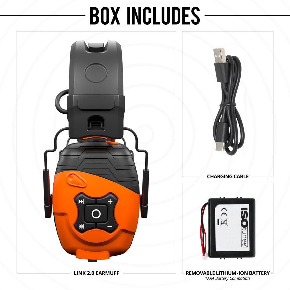 ISOtunes LINK 2.0 Bluetooth-Ohrenschützer: EN352-konformer verbesserter kabelloser Gehörschutz mit 50 Stunden Akkulaufzeit und 25 dB Geräuschreduzierung