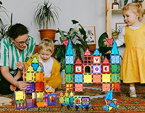 Maghub Magnet Toys Magnetic Tiles, 125 Pcs Magnetic Building Blocks Set For Boys Girls Preschool Educational Construction Kit Magnet Stacking Toys For Kids Toddlers Children #TOP5