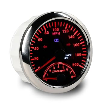 WATERWICH 85mm 3-3/8" GPS Speedometer Tachometer 8000RPM 200MPH Digital Odometer Speed Gauge 2in1 Waterproof for Car Boat Marine Truck Vehicle Motorcycle Tractor