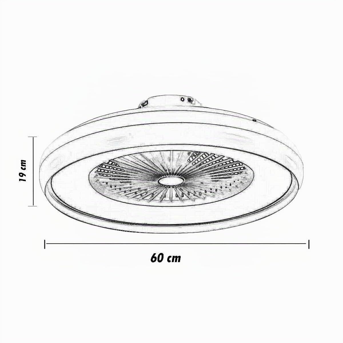 Partenopea Lampadario ventilatore 6 velocità Plafoniera moderna a LED con telecomando e gestibile da APP cambia 3 tonalità luce bianca, dimmerabile 62W per interni casa cucina soggiorno (Ufo)