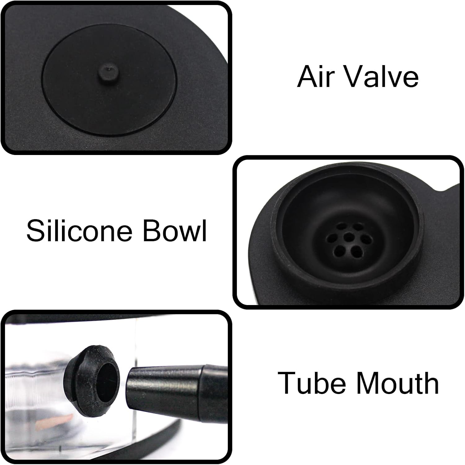 Acrylic Hookah Set Model Heart Shisha Nargile Sheesha Narguile Chicha Cachimbas Kit (Black)
