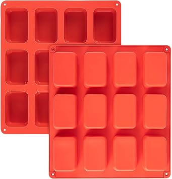 Silicone Mini Loaf Pan Mold - 12 Cavity Non-Stick Silicone Baking Mold Bread Pan for Mini Bread, Cornbread, Brownie Bites, Cheesecake - Small Baking Molds for Oven 2 Pack