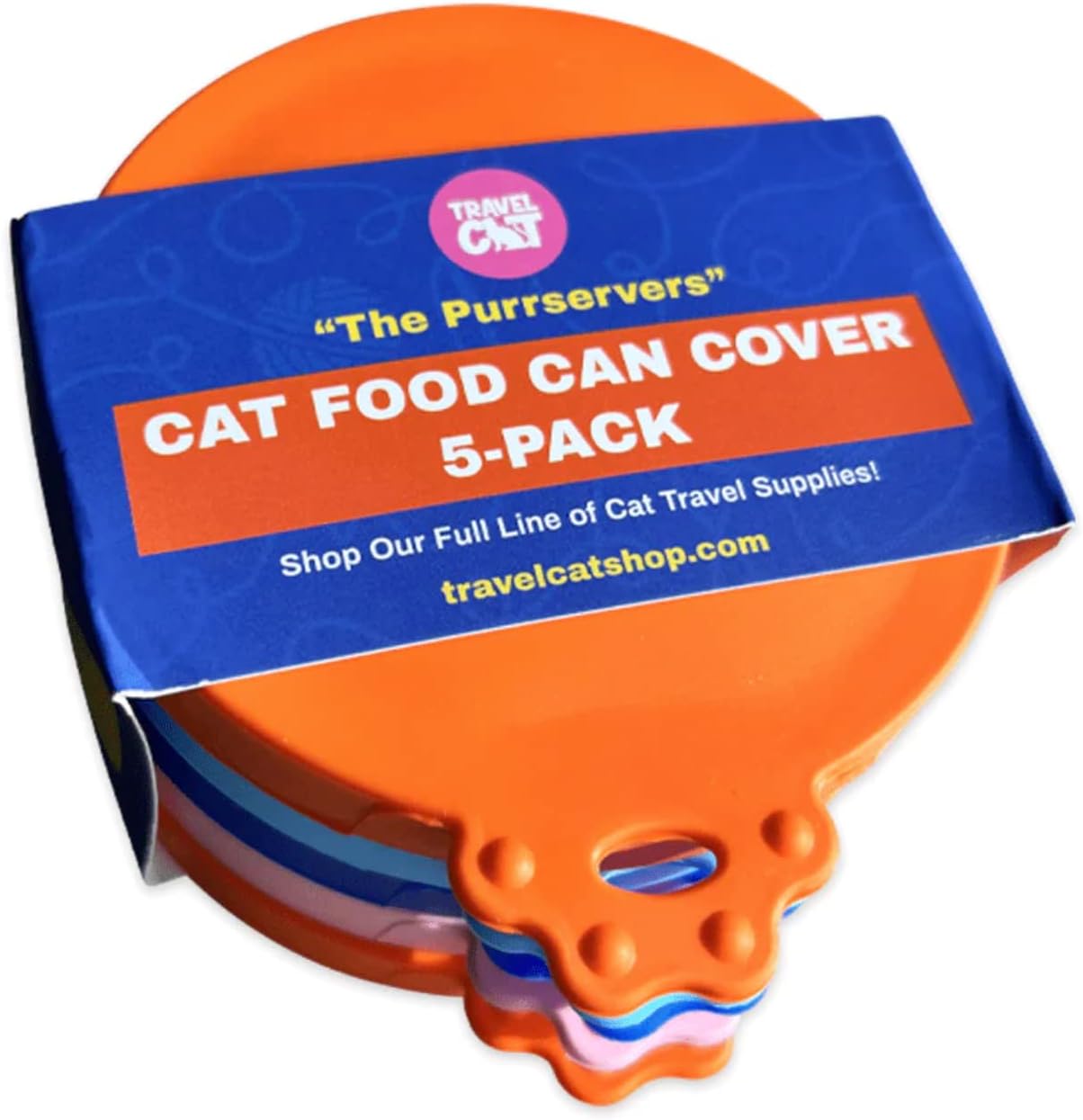 TRAVEL CAT Food Can Covers Lids - 5 Pack Reusable Silicone Pet Food Lids for Canned Food Storage - Universal Standard Size Can Covers…