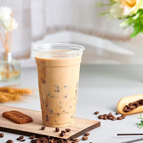 Miniatura 6 de Lilymicky Paquete de 600 vasos de plástico transparente de 20 onzas, vasos desechables de PET, transparentes, perfectos para café helado, batidos,