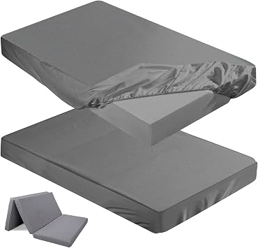 Breling Fitted Sheet Sheet Only Compatible with Milliard Trifold Mattress Folding Mattress Fitted Microfiber Bedclothes for Camp Bunk Rvs BedDark Gray,2 Pcs,Queen,4