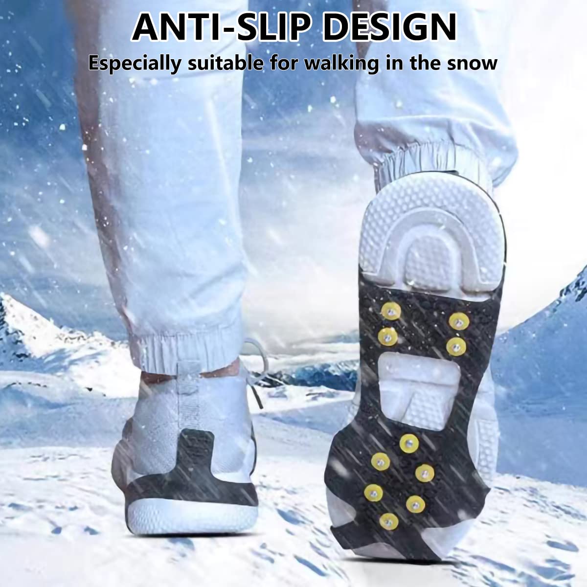 1 paar stijgijzers, anti-slip spikes schoenenklauwen, ijsklauws, wandelschoenen, stijgijzers, antislip 10-stud Ice & Snow Grips Cleat Stretch stijgijzers voor wandelen, klimmen in de open lucht