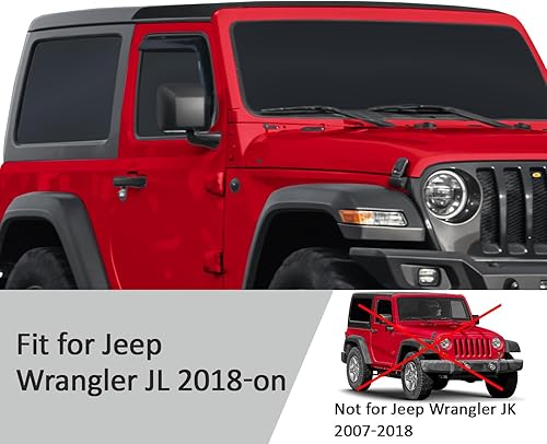 Miniatura 5 de Voron Glass Protectores de lluvia extra duraderos en canal para Jeep Wrangler JL 2018-2026Jeep Gladiator 2020-2026, deflectores de ventana, viseras