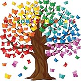 128 Pcs Butterfly Tree Bulletin Board Decorations Spring Classroom Bulletin Board Sets Welcome Sunny Days Back to School Cutouts for Wall Background Chalkboard Supplies