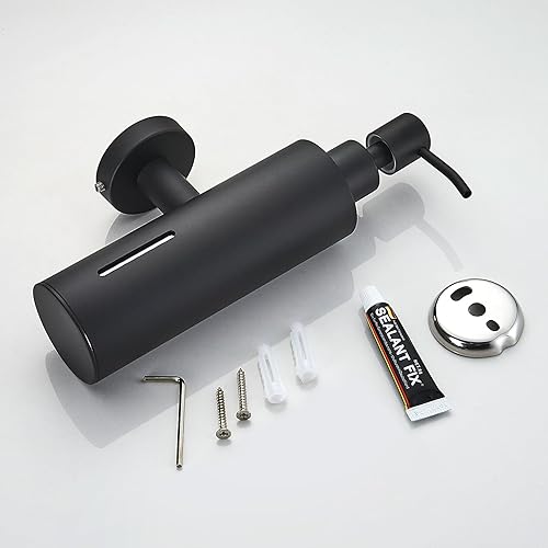 Miniatura 7 de TINYROW Dispensador de jabón montado en la pared, dispensador de jabón bomba de acero inoxidable, dispensador de jabón negro pared para baño