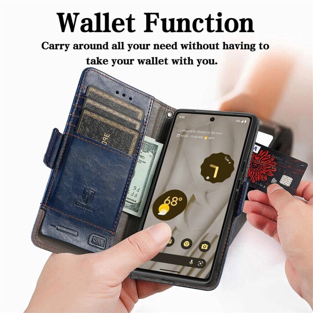 Protection Google Pixel 8 cuir marron étui portefeuille magnétique - 3