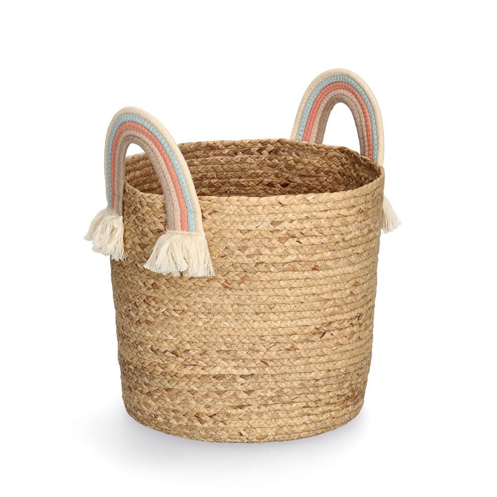 Zeller 14483 Rainbow - Cesta de almacenaje (algodón, 35 x 34 cm), diseño de arcoíris