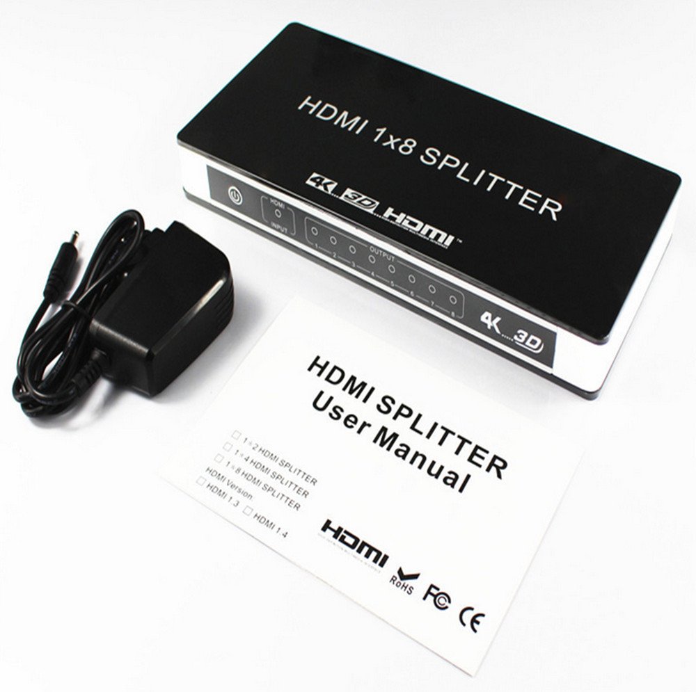 Rozdzielacz HDMI, 4K, 2K, 3D, 1 x 8, 1 x wejście, 8 x wyjście