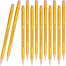 Newell Brands 12 x PaperMate Sharpwriter Mechanical Pencils with Eraser & Twistable Shock-Absorbing Tip for Low Lead Breakage, HB 0.7mm Lead, Yellow Barrel Loose in Plain Packaging