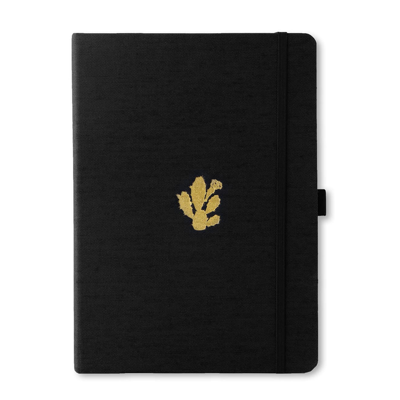 Dingbats* - Pro B5 Lined Large Notebook - Black Textile Cover, Thread-Bound Journal - for Work, Travel - Pocket, Elastic Closure, Pen Holder, Bookmark
