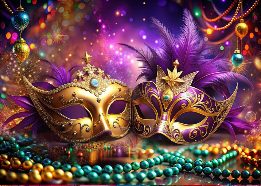 LTLYH 7x5ft Venetian Mardi Gras Decoration Backdrop Carnival Masquerade Photography Backgrounds Mask Colorful Backdrop Party Decoration Banner Studio Props 306