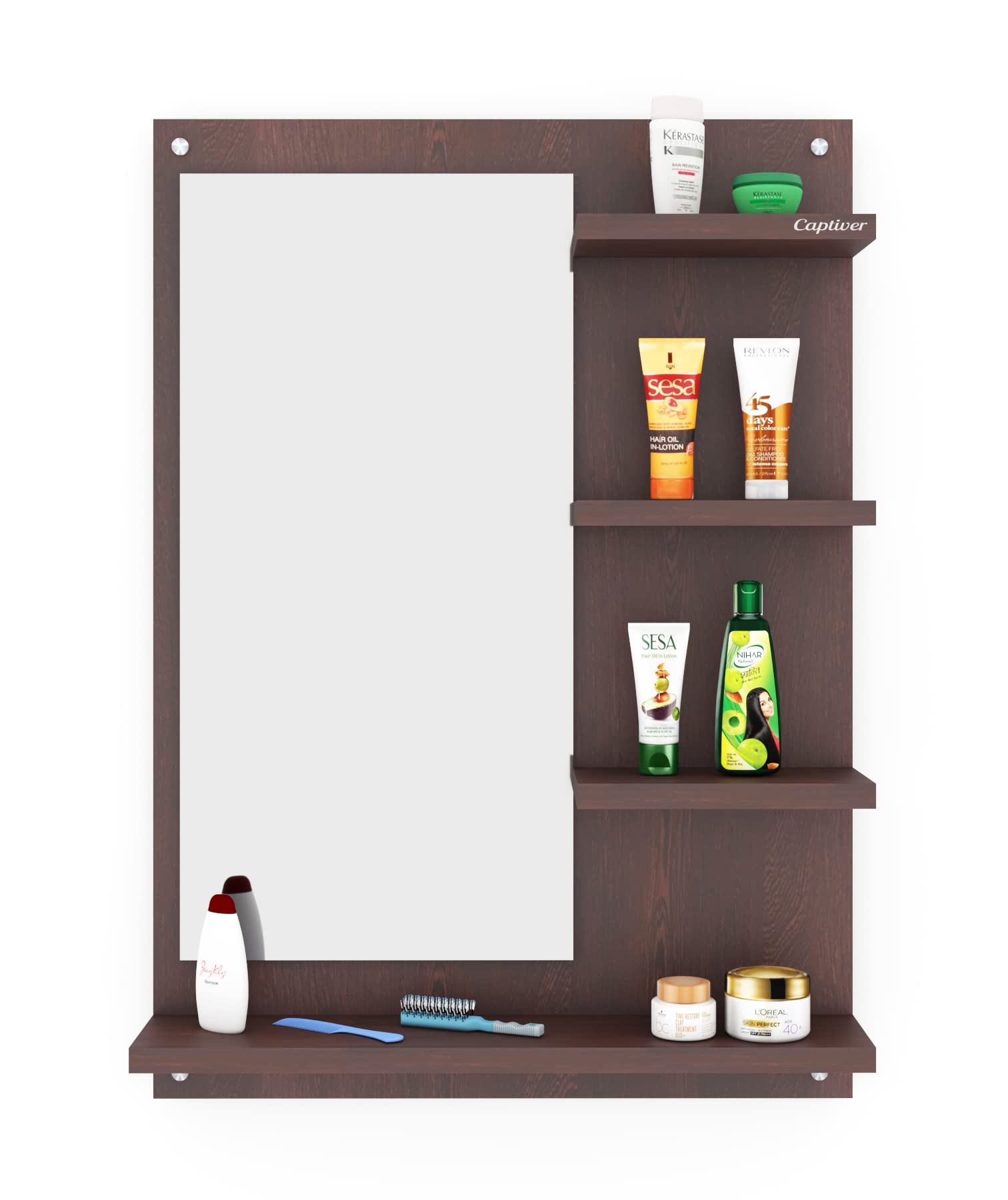 Captiver Engineered Wood Wall Mounted Dressing Tables Decorative Mirrors/for Office Home House Hall Bathroom Bedroom Living Room Washroom (Unframed Rectangular Wenge)