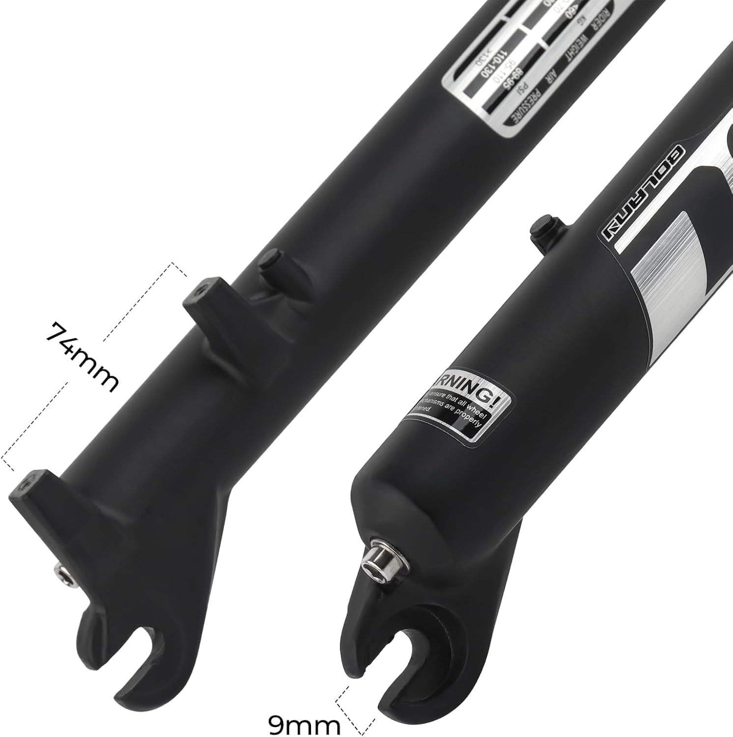 BOLANY Bike Suspension Fork 20inch 4.0 Tire Double Shoulder Snow Beach MTB Fat Fork | 110mm Travel | Straight Tube QR 9mm | 1-1/8inch Steerer - Black