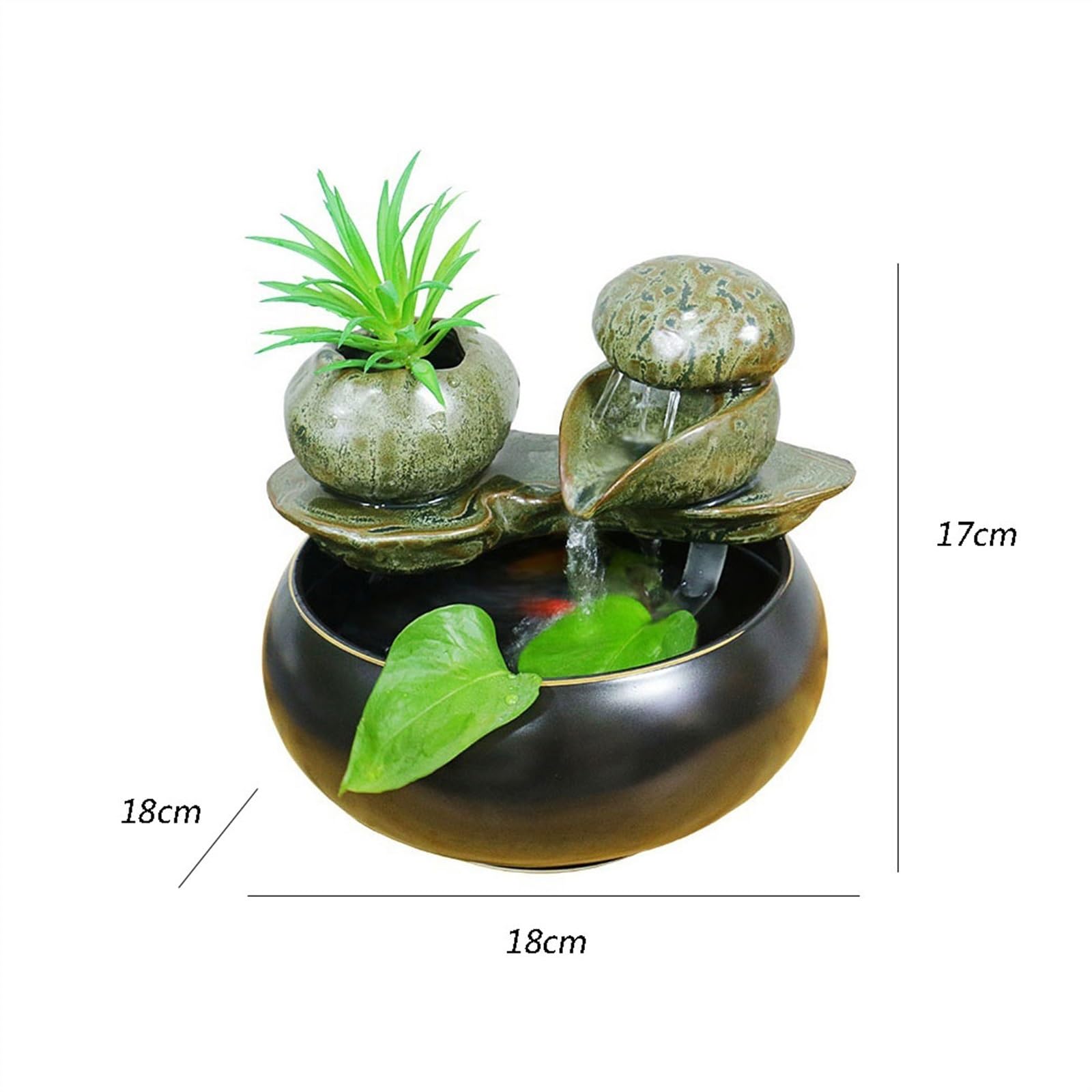 Fuente de Mesa Fuente de Agua de cerámica de Estilo rústico for el hogar, decoración de Escritorio, pequeños Adornos for el salón, Mueble de TV Fuente de Agua Decorativa
