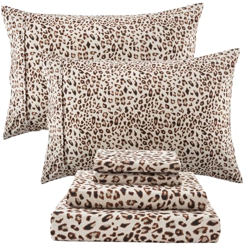 Drozeeo Leopard Sheets Queen, Microfiber Cheetah Sheets, Brown by Drozeeo - Used condition - CA$36.79