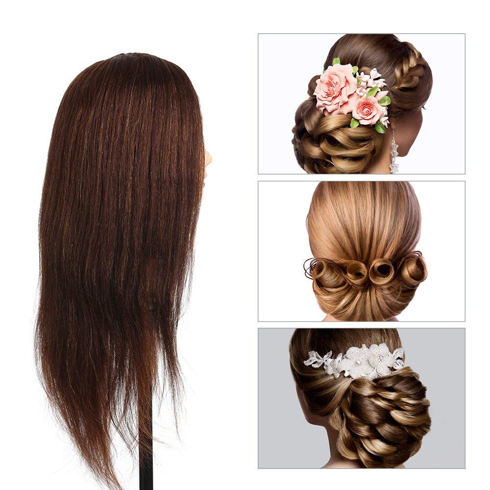 IAS100% Real Human Hair Training Head Hair Practice Manikin Head Hairdressing Dummy Salon Head 3