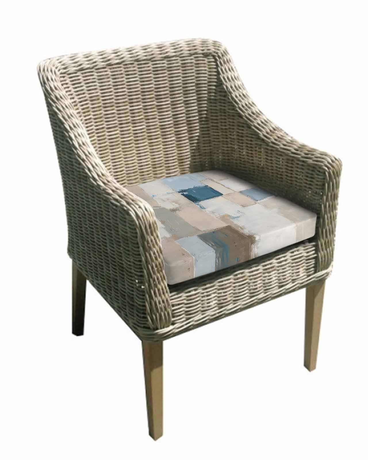 2 Pack Modern Geometric Waterproof Cushion Covers with Ties, Outdoor Patio Chaise Lounge Chair Seat Cushion Slip Covers Replacement(Only Cover) Abstract Oil Painting Blue Brown 24