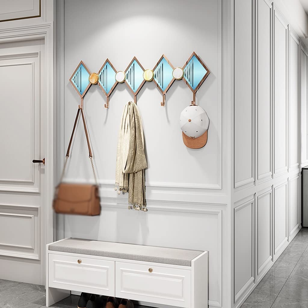 Générique Porte-Serviettes Porte-Manteau Mural Patère Losange Tenture Murale Manteau et Chapeau Chambre Salon Décoration Salle de Bain Porte-Serviettes 5 Crochets pour Couloir Rangement Manteau Croch