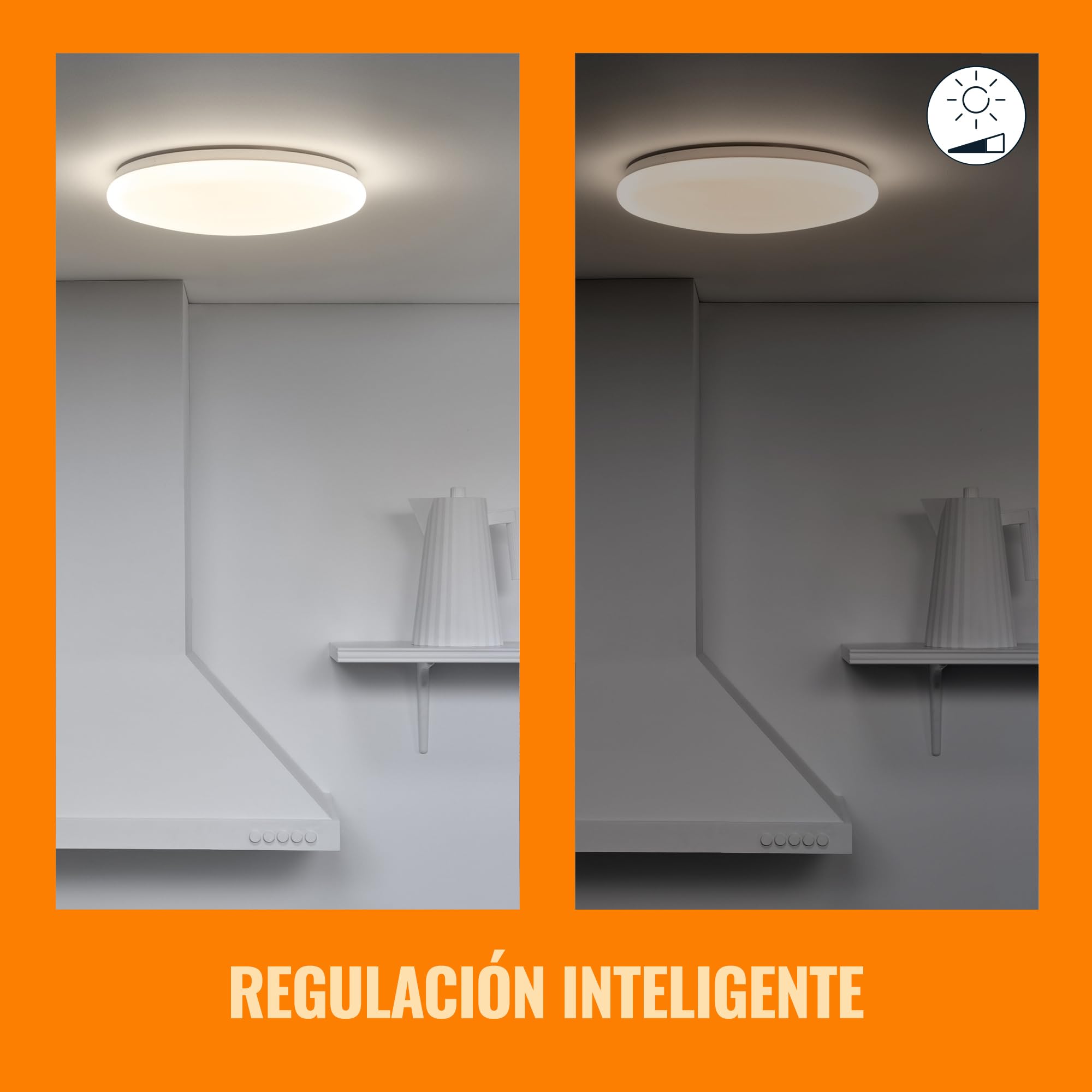 WiZ – Lámpara inteligente Plafón de techo Superslim LED 16W, Luz Blanca de Cálida a Fría,Wi-Fi, con tecnología SpaceSense y compatible con Alexa y Google Home, 29cm diámetro - Color Blanco