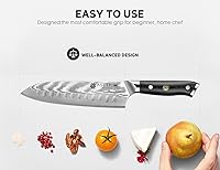 Vista 6 de Juego de cuchillos de cocina Damasco 3 piezas: cuchillos japoneses NSF aptos para alimentos con núcleo de acero VG10, juego de cuchillos de chef