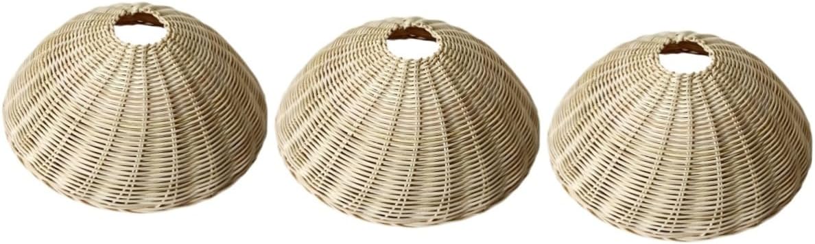 DOITOOL 3pcs Ceiling Lamp Shade Cover Vintage Lampshades for Bedroom Woven Rattan Lampshade Rustic Chandelier Decorations