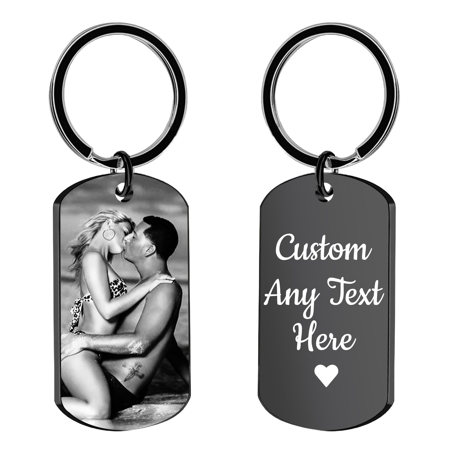 Personalized Picture Keychain - Customized Engraved Keychains with Photo Text, Personalized Gifts for Men Women Lovers