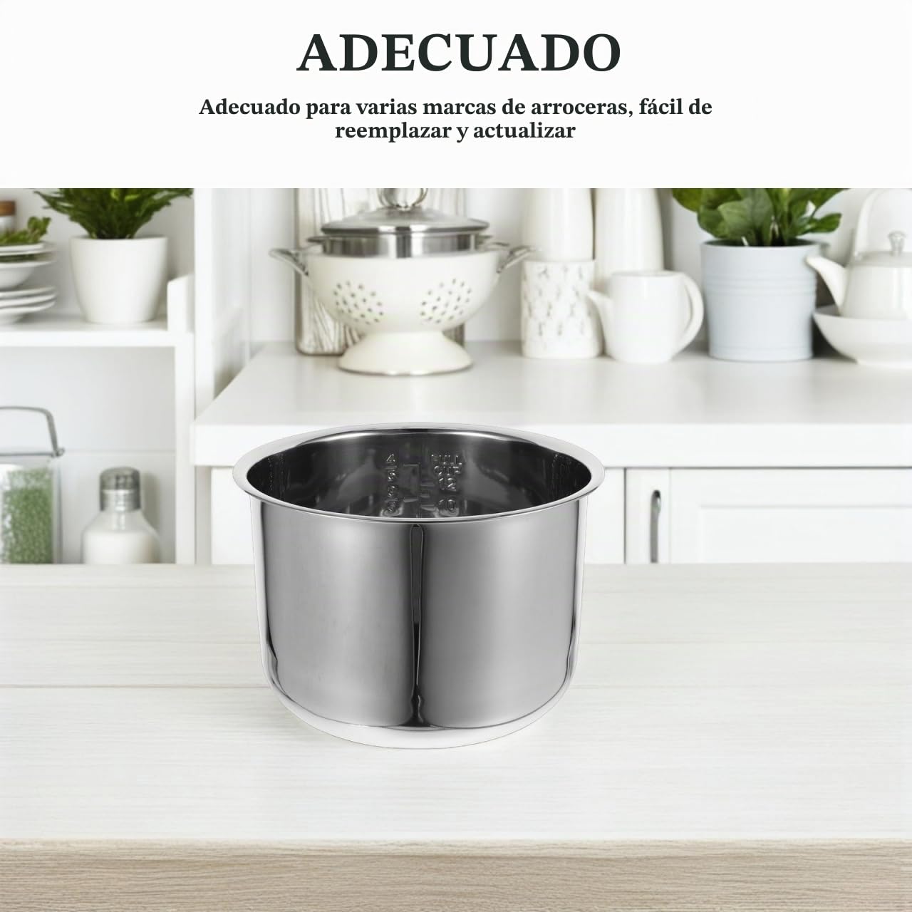 POPETPOP Olla Interior De Olla De Arroz Inoxidable Repuesto Universal Para Cocina Al Vapor Hervir Y Gachas Compatible Con Varias Marcas 9.44X9.44X6.29In