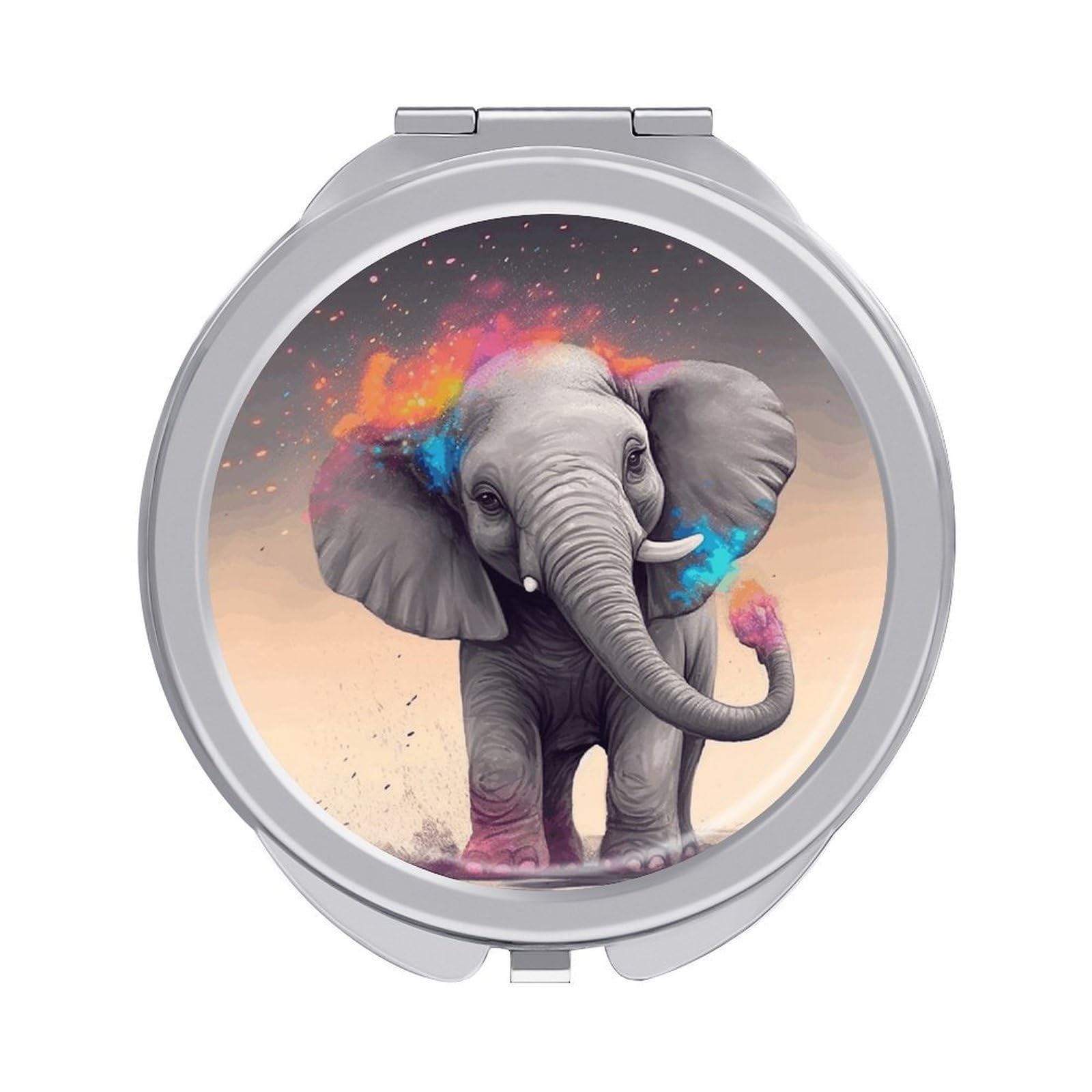 FekiLoot Animal Cartoon Elephant Travel Makeup Mirror 2 X /1 X Magnifying Slim Pocket Mirrors Compact for Purse Travel Makeup Mirrors for Pocket, Handbag, Purse Women Gift