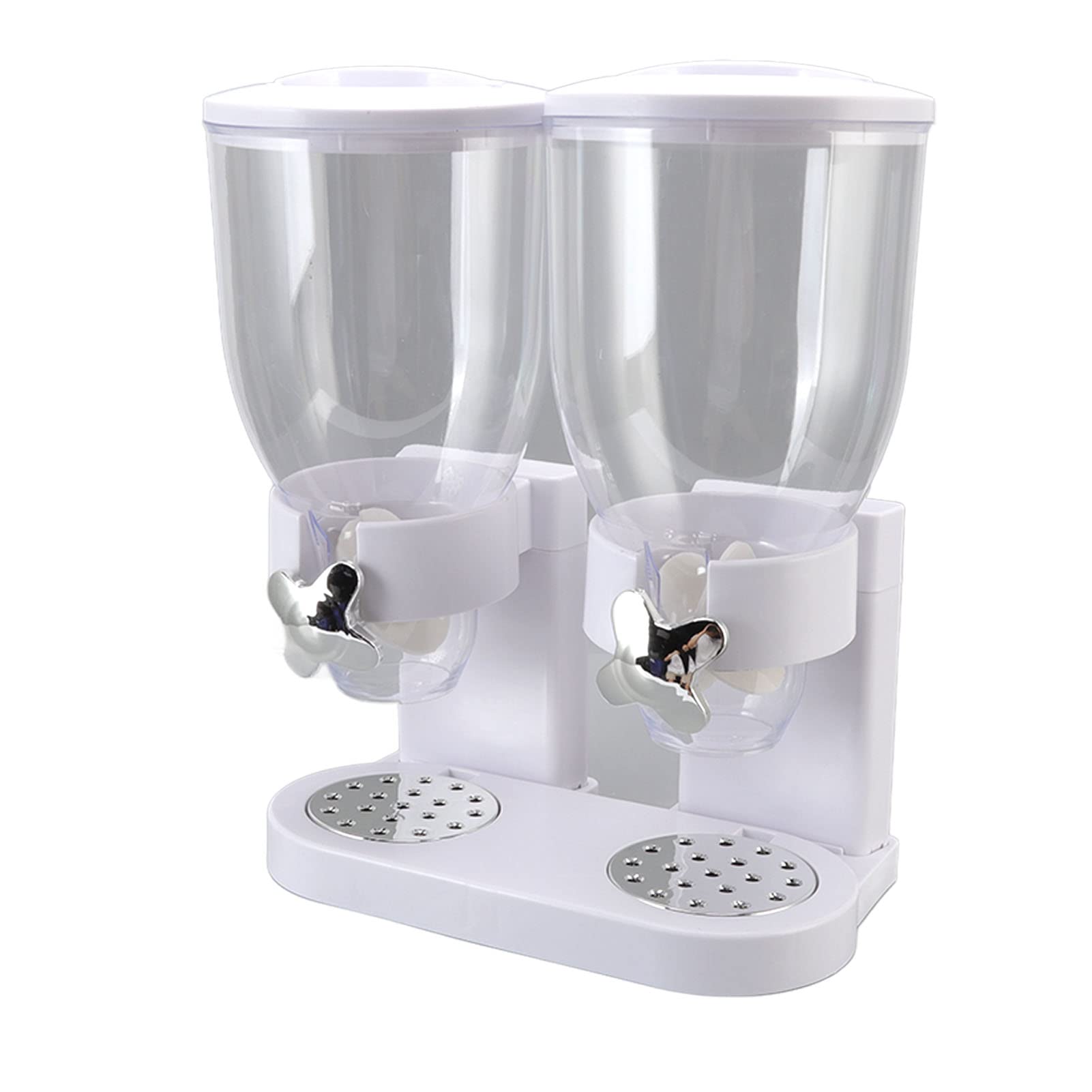 Jeffergarden Dispenser di Cereali, Contenitore per Alimenti Secchi a Doppio Scomparto in ABS, Organizer Ermetico da 7 Litri per Dispensa con Erogazione Controllata e Base con Chiusura a Rotazione