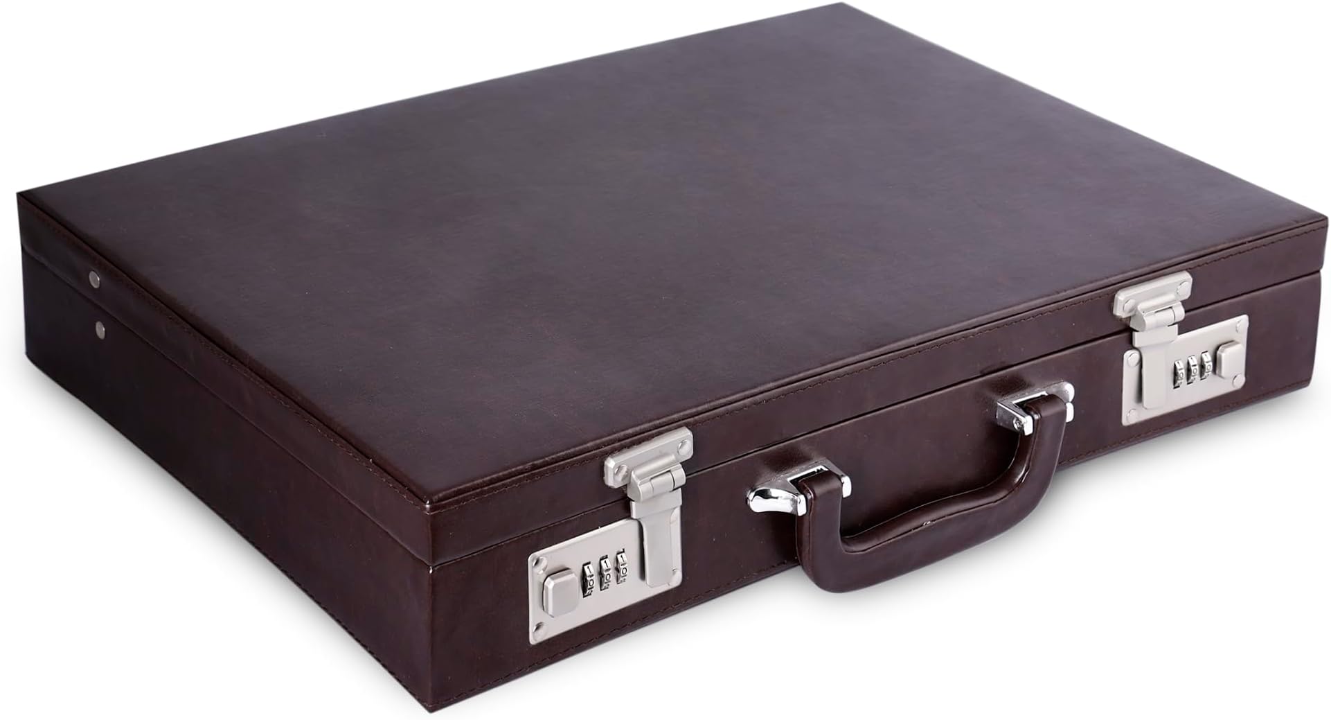 PRD Craft - Office Executive Attache Briefcase for Men with Digital Combo Lock, Multiple Pockets Faux Leather (Brown) Medium