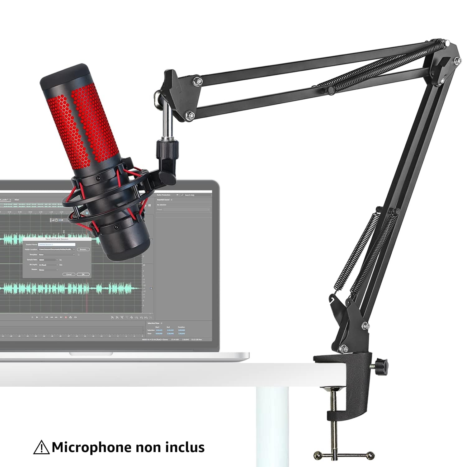 HyperX Quadcast Bras Micro - Support Microphone, Pied Micro Bureau pour Hyperx Quadcast S SoloCast, Perche Micro Blue Yeti, Elgato Wave, FIFINE USB XLR, Razer Micro avec Vis 3/8" à 5/8"par YOUSHARES