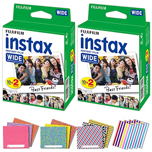 FujiFilm Instax Wide Instant Film 2 Pack (2 x 20) Total of 40 Photo Sheets â€“ for FujiFilm Instax Wide 300, 210 and 200 Instant Cameras + HeroFiber Cloth, Compatible with Fujfilm Instax