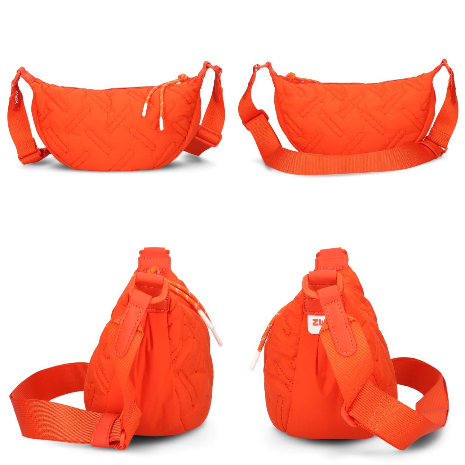 Zwei Damen Puffer Tasche Cleo CL50 gesteppte moonbag 2 Liter wasserabweisende quilted Puffy Bag Halbmond-Form, recyceltes Nylon, Stepptasche tragbar als Umhängetasche oder crossbody