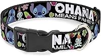 Vista 1 de Buckle-Down Ohana Means Family/Stitch & Scrump Poses/Collar de clip de plástico con flora tropical, estrecho pequeño/6-9 pulgadas