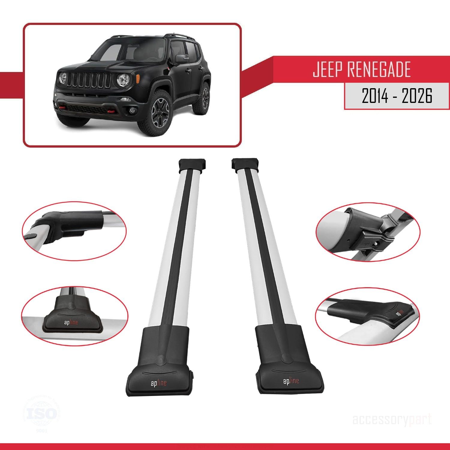 Per Jeep Renegade 2014-2021 Barre Portatutto Portapacchi Barre Tetto FLY Modella GRIGIO